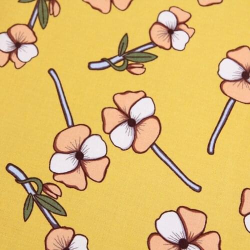 100%cotton sateen stretch japanese style flower fabric for sewing women clothing upholstery tissue wedding dress by 140cm width