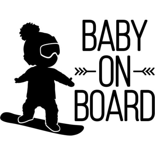 16*12cm White Black Baby on board Car Decal,BOY on snowboard KK vinyl Car Stickers Cool Car Window Decor Hot Selling