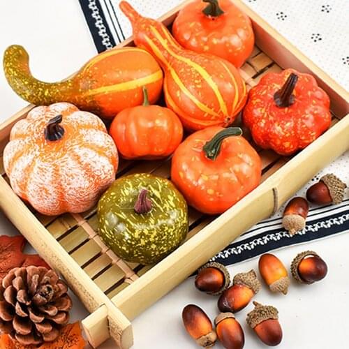 166Pcs Halloween Artificial Pumpkin Set Thanksgiving Simulation Pinecones Acorn Fall Harvest Decoration