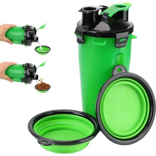 2 in 1 Collapsible Bottle Dog Cat Water Bottle Pet Feeder Outdoor Portable Folding Drinking Bowls Pet Water Dispenser