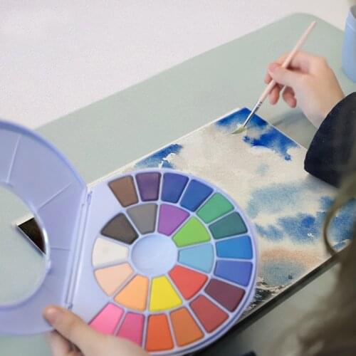 24/38 Colors Solid Watercolor Pigment Paint Cute Snail Powder Water Color Painting Hand-painted Portable Painting Art Supplies