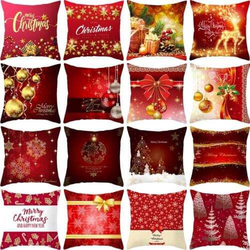 1Pcs 45*45 Cm Happy New Year Christmas Santa Claus Xmas Decorations for Home Elk Cotton Decorative Pillows Cover Navidad Natal