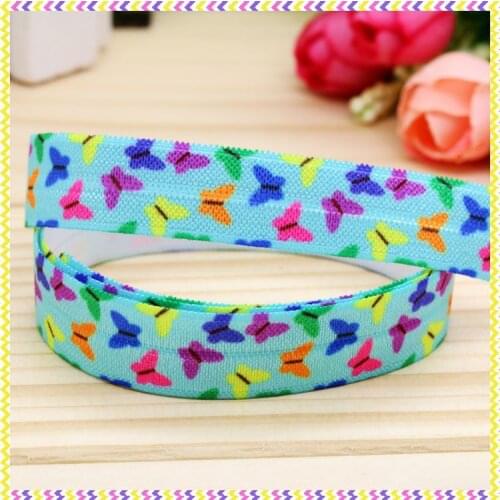 5/8 inch Free shipping Elastic FOE butterfly printed headband headwear diy hair band wholesale OEM H3973
