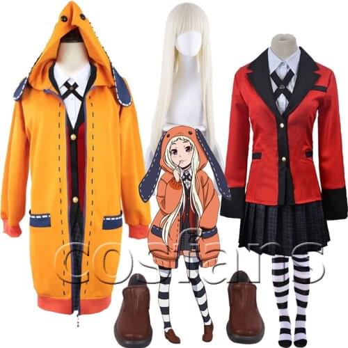 Anime Kakegurui School Girl JK Uniform Hoodie Runa Yomotsuki Cosplay Costume Kirari Jabami Yumeko Halloween Dress Women Zip Coat