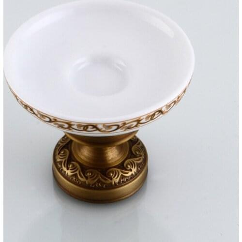 Antique Brass/ Soap Dish Holder Vintage Ceramic Dish Carved Pedestal Brass Metal Home Decoration Bathroom Accessories