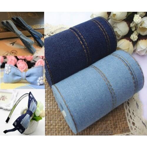 Free Shipping 15yards/lot 10mm,25mm,40mm Jeans Ribbon for DIY Handmade Hair Clip Bowknot