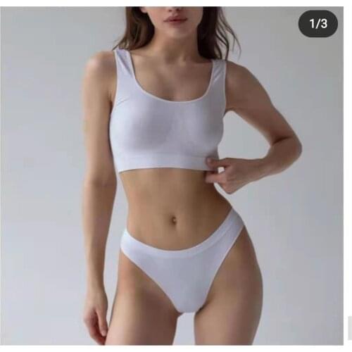 Seamless Tops Bra Panties Set High Waist Brief Sexy Bras Set Women Comfort Underwear Sleepwear Vest Top Bralette Sexy Lingerie