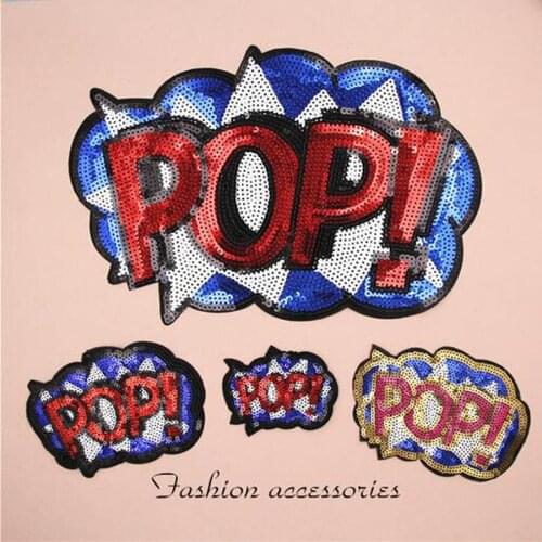 Paillette Sequins Embroidered POP Letter Patch Clothes Stickers Bag Sew Iron On Applique DIY Apparel Sewing Clothing DIY BU89