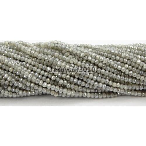 Brilliant Cut Shining Natural Coated Labradorite Gems Stone 2mm~2.7mm Faceted Round Beads Jewelry Making 2 Strands/Pack