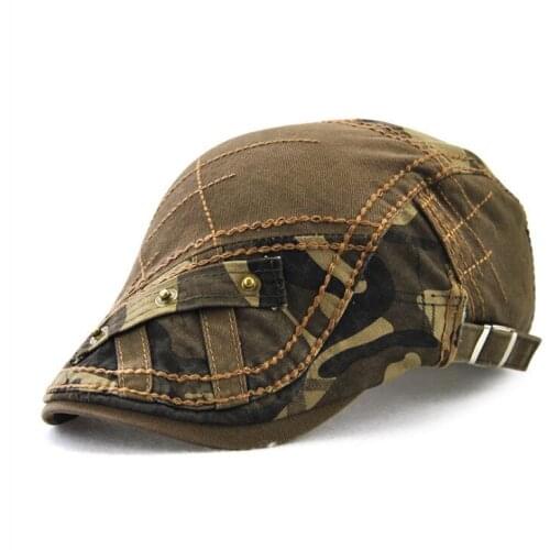 Brand JAMONT Adjustable personality Peaked cap camouflage patch strip stitching metal buckle beret hat