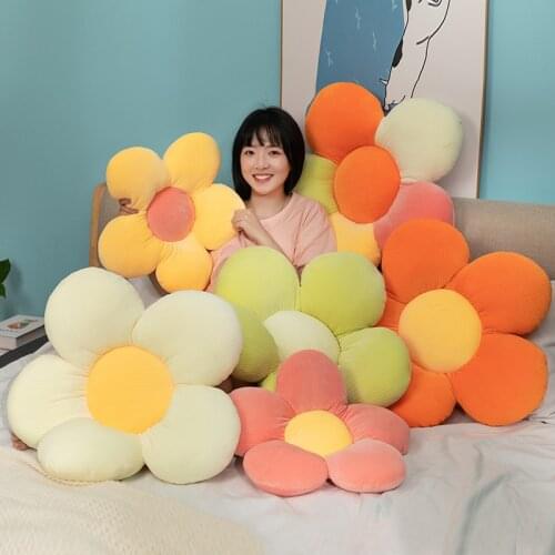 40/50/60CM Flower Plush Cushion Soft Cartoon Plant Stuffed Doll Chair Cushion Sofa Pillow Bed Decorative Floor Mat Kawaii Gift