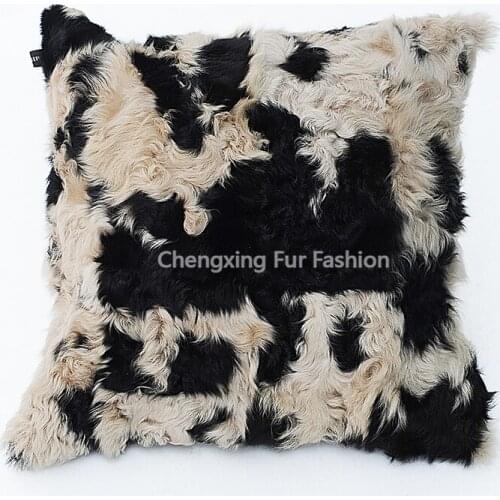 CX-D-175 New Products Fashion Mixed Colors Genuine Sheep Lamb Fur Sofa Cushion Cover