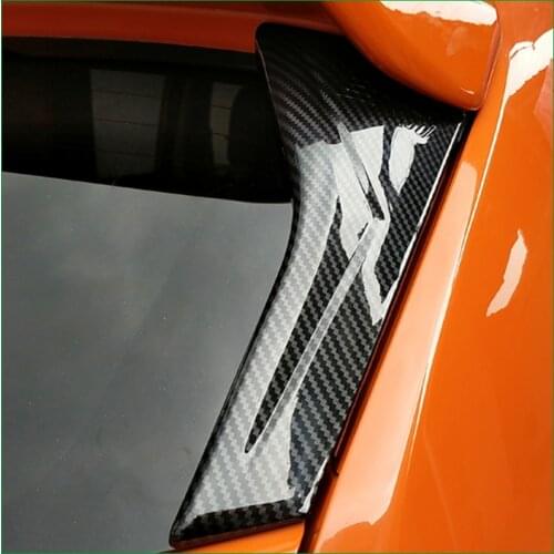 For Subaru XV 2012-2016 ABS Carbon Fibre Print Look Exterior Both Side Rear Window Spoiler Triangle Cover Sticker Trim Car Parts