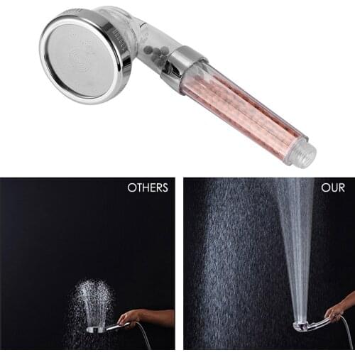 Shower Bath Head Adjustable 3 Mode High Pressure Stone Stream Handheld Shower Head With Negative Ion Activated Ceramic Balls