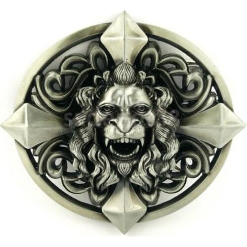 Gothic Metal 3D Lion Head Belt Buckle Western Cowboy Cool Novelty Retro Silver Rodeo