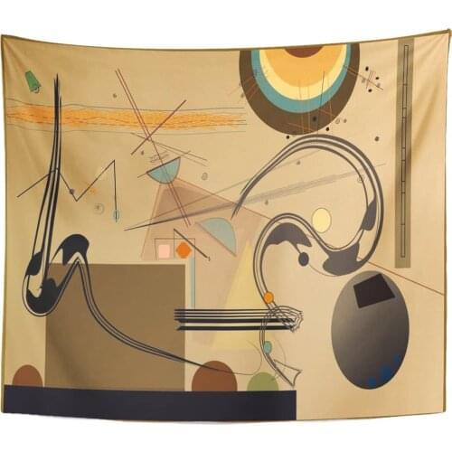 Composition of Abstract Colorful Shapes Desk on Light Brown Tapestry Home Decor Wall Hanging for Living Room Bedroom Dorm 50x60
