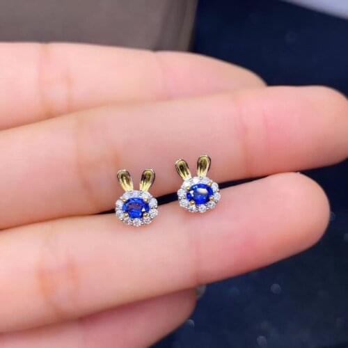 Best Gift Real and Natural Natural and Real Sapphire Earring 925 sterling silver Fine jewelry For men women