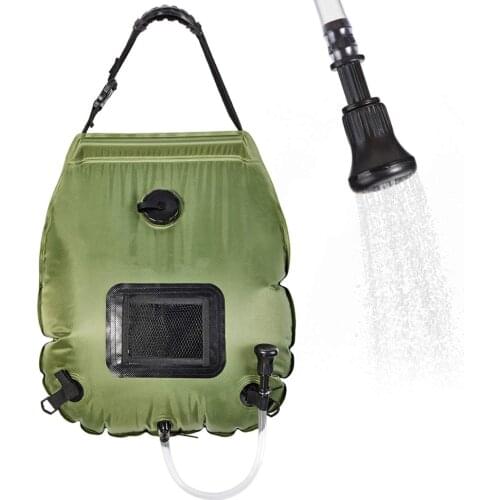 Water Bags 20L Outdoor Camping Hiking Solar Shower Bag Heating Camping Shower Climbing Hydration Bag Hose Switchable Shower Head