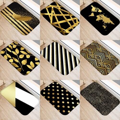 Golden Printed Kitchen Entrance Door Mat 40*60 cm Coral Velvet Carpet Rubber Colorful Indoor Floor Mats Non-Anti-Slip Rug 48014