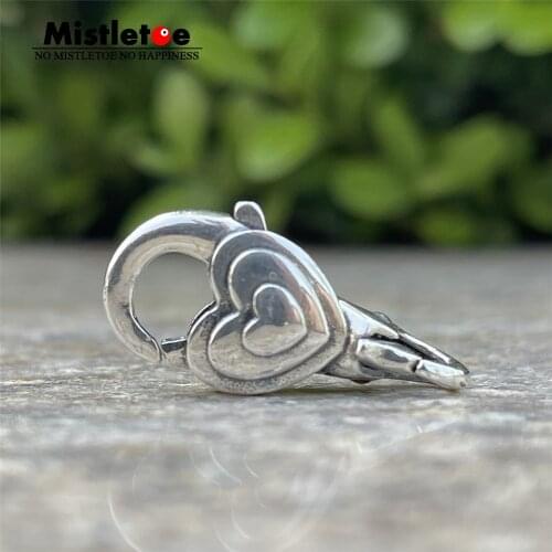 Mistletoe 925 Sterling Silver Big Heart Lock Clasp Charm European Jewelry