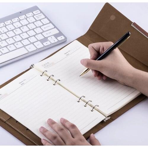 Loose Leaf A5 Diary Notebook and Journal Binder Spiral Note Book Business Notepad Leather 3-Fold Handbook School Office Supplies