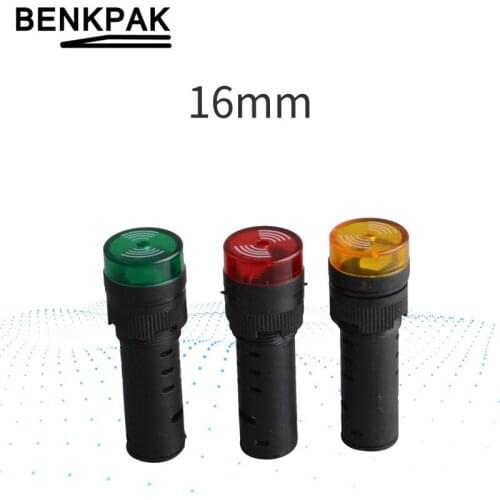 Panel Mount 16mm led Indicator buzzer 5V 12V 24V 220V led buzzer