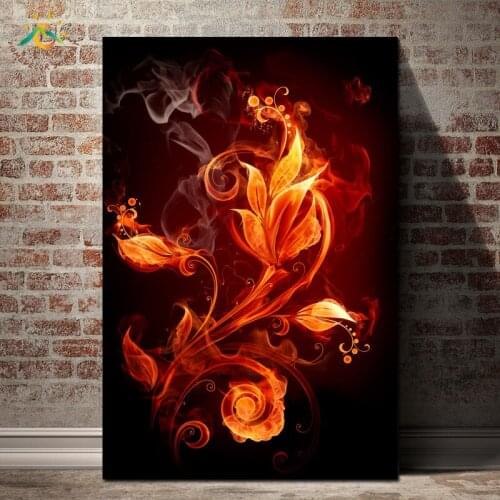 Fire Abstract Flower Posters and Prints Canvas Painting Modern Art Wall Art Wall Pictures Home Decoration for Living Room