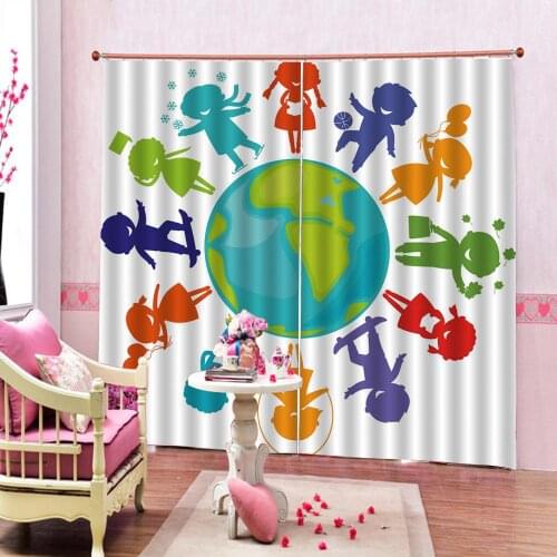 Cartoon Child dancing Curtain 3D Relax Fun Happiness Kids Digital print Window Curtains For Childrens room Bedroom Drapes Sets