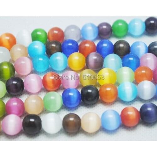 144 Pieces / Lot Multi Colors Cat Eye Glass Bead Round Ball Loose Beads Accessorie DIY fashion fittings Size 8mm
