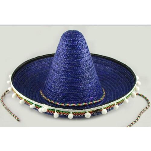 20cm Christmas Customs Hat Hawaii Medium Kids Mexico Cap Bobble Hat Straw Woven Cap Pompon Decorative Cap Performance B-2920