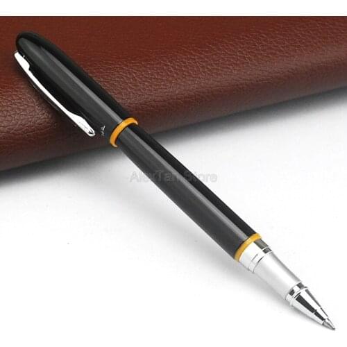 Picasso 907 Creative Montmartre Pimio Metal Black Roller Ball Pen With Yellow Ring Original Box Fine Nib For Best Stationery