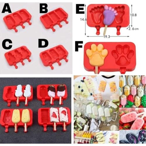 Silicone Ice Cream Mold Reusable Ice Cubes Tray Frozen Popsicle Molds 19CM*14CM Ice Cube Maker Ice Cream Mould Tools FM1699