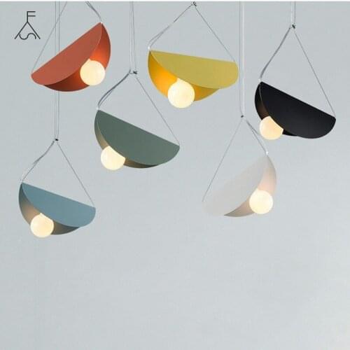 Modern LED Pendant Lights Nordic Creative Color Iron Pendant Lamps Geometric Dining Room Bedroom Childrens Room Decor Fixtures