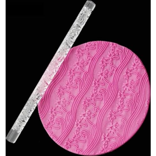 Embossing Cookie Fondant Gumpaste Transparent Acrylic Emborssed Roller Cupcake Topper Sugarpaste Rolling Pin Gift