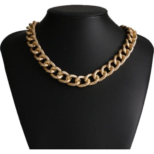 VKME Punk Gold Silver Color Chunky Cuban Link Chain Necklace For Women Statement Choker Chains Mans Collar Necklaces Jewelry