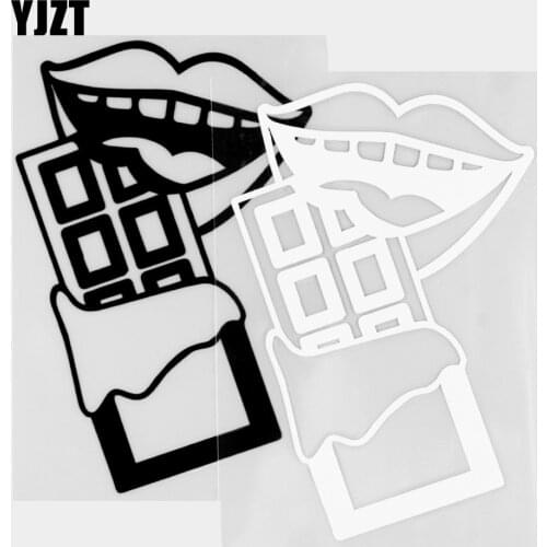 YJZT 8.6×13.2CM Red Lips Chocolate Bar Popular Elements Art Decoration Vinyl Car Stickers Decals Black / Silver 20B-0396