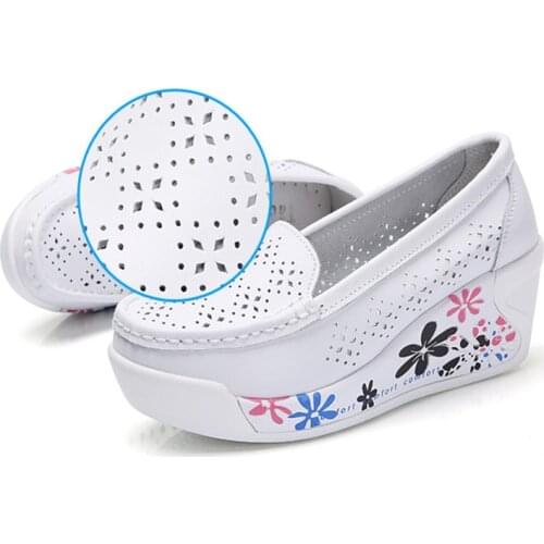 New Womens Shoes Casual Sport Fashion Shoes Walking Flats Height Increasing Women Loafers Breathable Air Mesh Swing Wedges Shoe