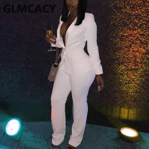 Women Two Piece Solid Work Suits Long Sleeve Blazer Top and Dress Pants Set