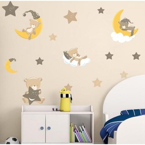 Star Moon Wall Stickers Bedroom Childrens Room Decoration Kindergarten Background Graffiti Decal Wallpaper Removable