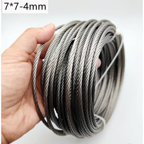 10M/15M/20M/25M 4mm Diameter 7X7 Construction 304 Stainless steel Wire rope Alambre Softer Fishing Lifting Cable