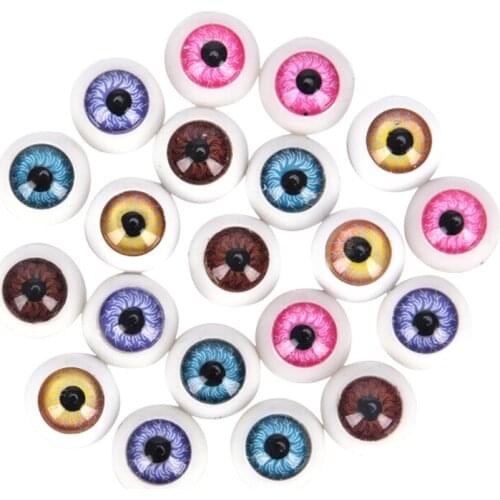 12mm Half Round Acrylic Eyes for DIY Doll Bear Crafts Mix Color Plastic Doll EyeBall Doll Toy Parts Doll Eyeballs 10pcs(5pairs)