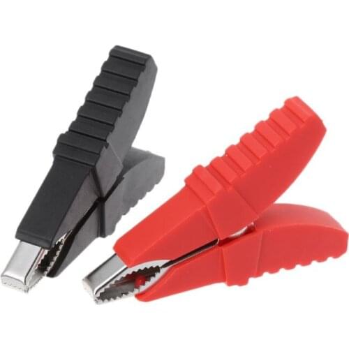 2pcs Red Black Butterfly Type Insulated Alligator Clips Testing Clamps For Car Battery Clip Power Test Cables