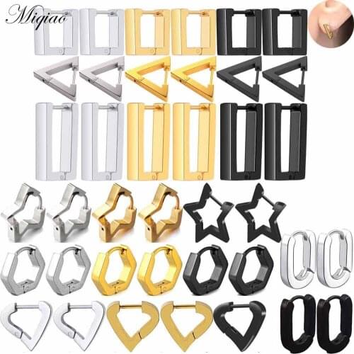 Miqiao 2pcs Trendy Creative Hypoallergenic Polygonal Ear Buckle Exquisite Body Piercing Jewelry
