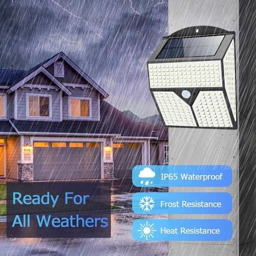 318/436LED Solar Powered Lights Outdoor Garage Wall Bright PIR Motion Sensor Lamp Energy Saving Security Wall Lamp