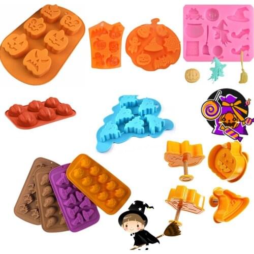 3D Cake Mold Halloween Holiday Pumpkin Cake Mold Pumpkin Ghost Bat Witch hat Shape Chocolate Molds DIY Cake Decorating Tools
