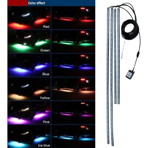 4PCS 12V IP65 Bluetooth App Control RGB LED Strip Under Car 60 90 Cm Tube Underglow Underbody System Neon Light Dropshipping