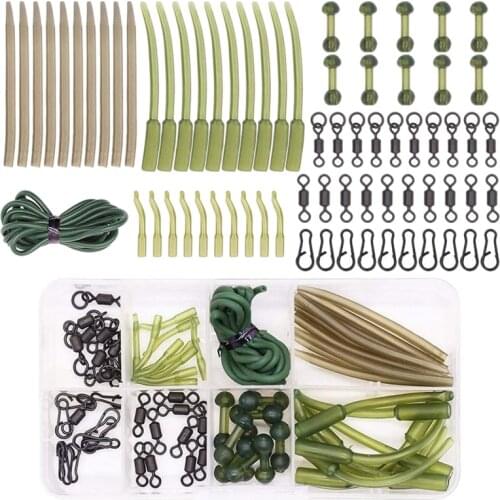 80Pcs Carp Fishing Tackle Kit Carp Fishing Terminal Tackle Fishing Accessories Set Carp Fishing Swivel with Box