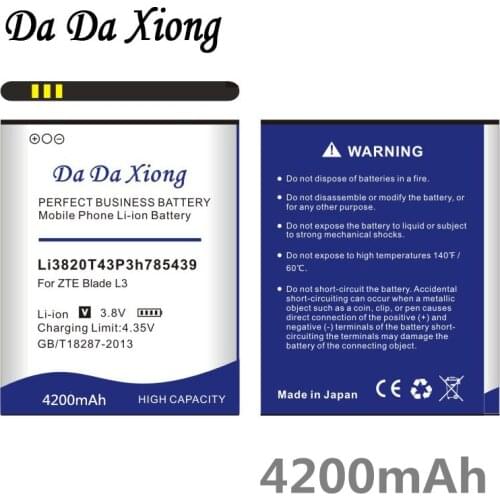 Da Da Xiong 4200mAh LI3820T43P3H785439 Battery for ZTE Blade L3 Battery