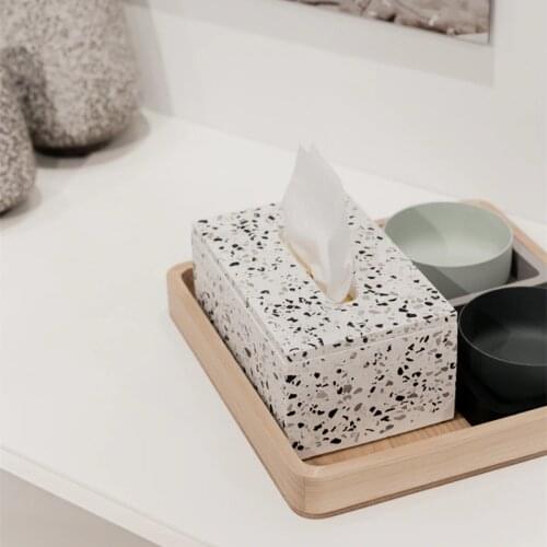 White Stand Container Square Tissue Box Nordic Marble Paper Towel Dispenser Black Porta Tovaglioli Home Storage BY50ZJ