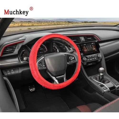 MUCHKEY Brand For Honda Civic 2020 Car Steering Wheel Cover Luxury Crystal Leather Anti-Slip Auto Accessories Interior